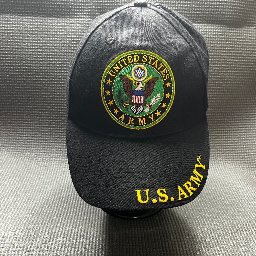 US Army Baseball Cap Mens One Size Black Adjustable‎ Veteran Military Service